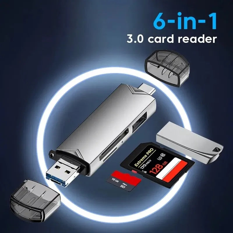 MultiPort USB: 6-in-1 Flash Drive & Card Reader