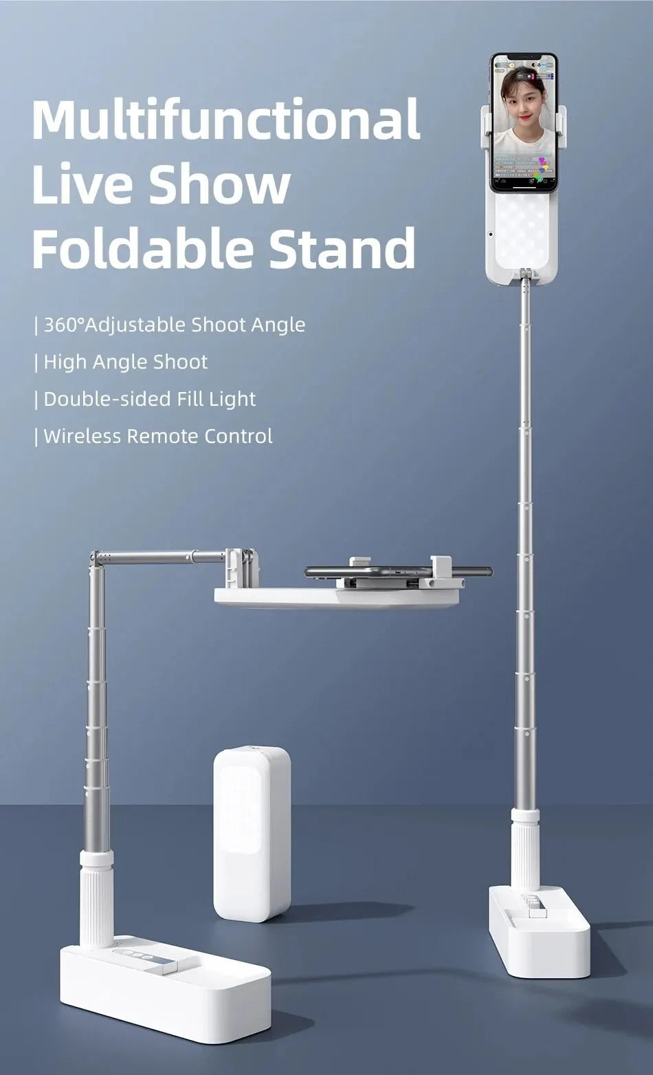 Portable & Wireless Selfie Phone Stand for Live Streaming