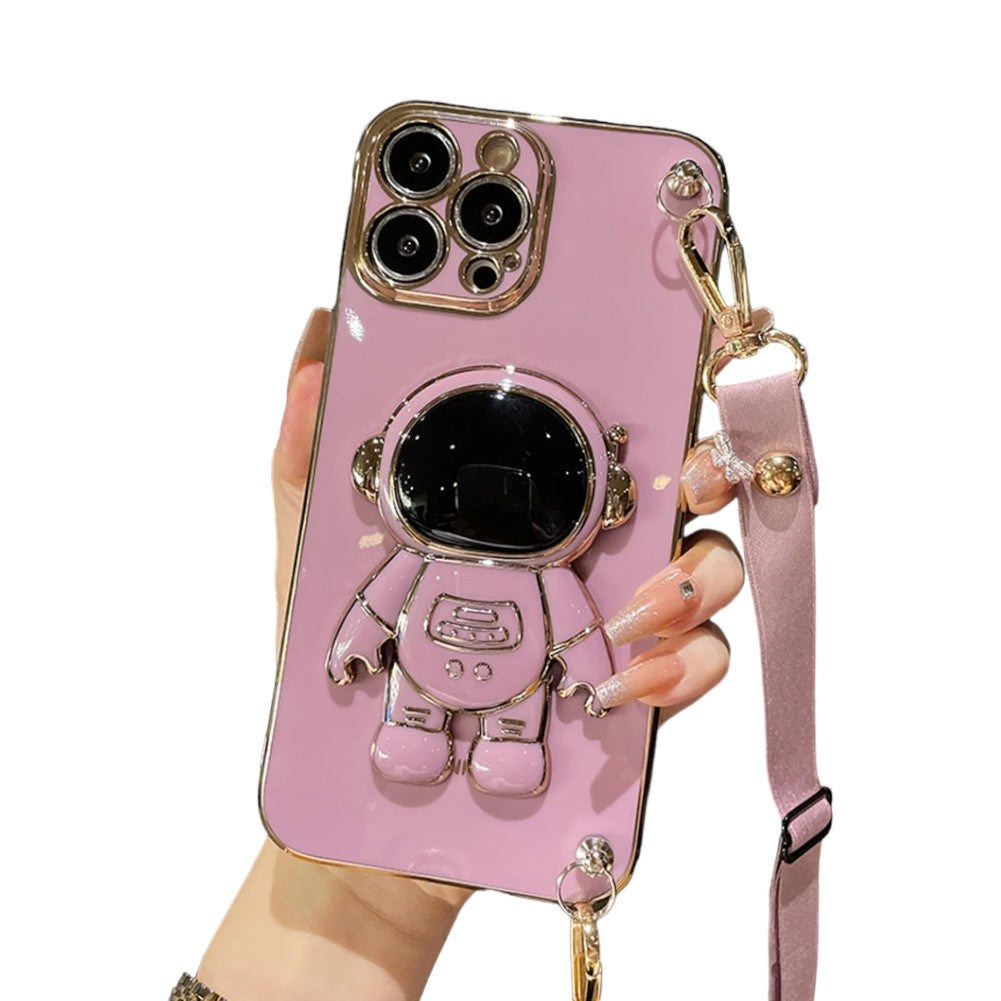 Plated Astronaut Crossbody Lanyard Case for iPhone